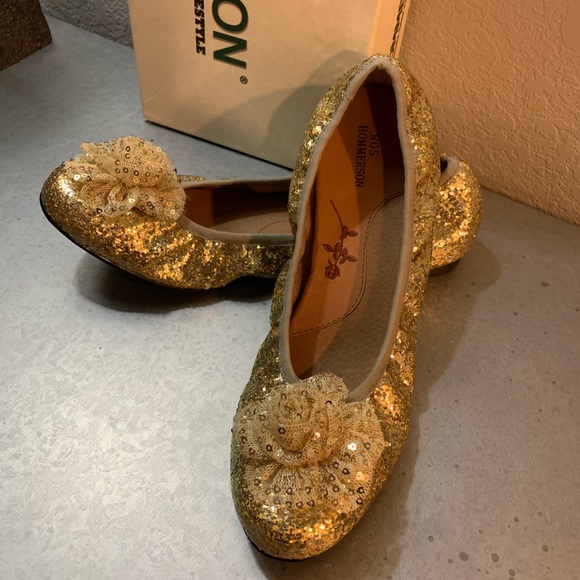 Ros Hommerson Gold Sequined Ballet Flats - Picture 7 of 7
